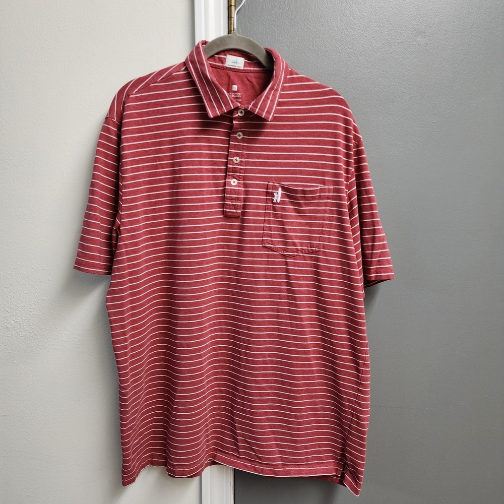 Johnnie O Hangin Out Red Stripe Golf Polo Men's Size XLarge Cotton Stretch